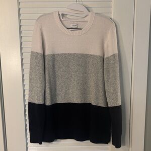 J. Crew Colorblock Sweater - Cream, Gray, and Black